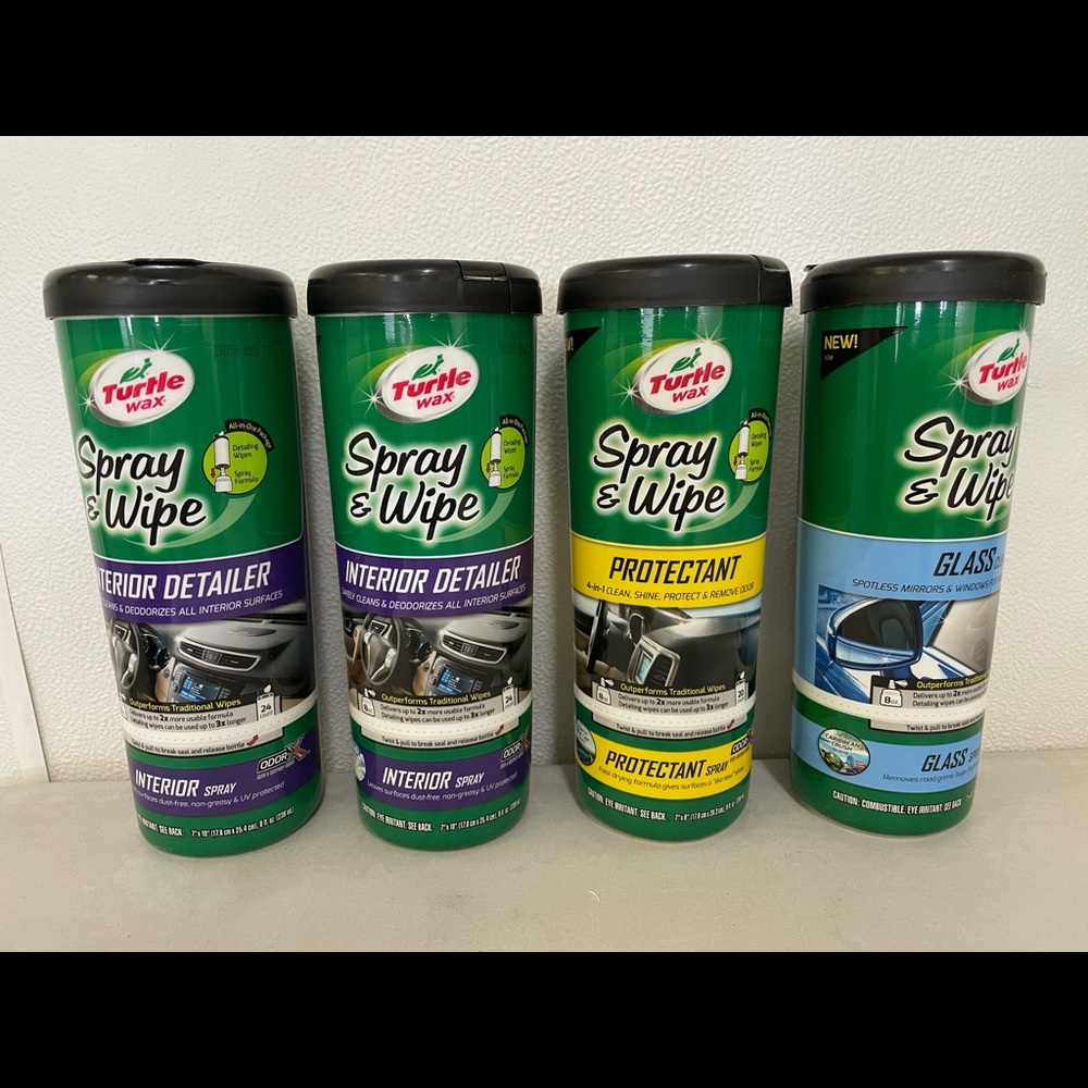 4 Brand New Turtle Wax Spray & Wipe Packs